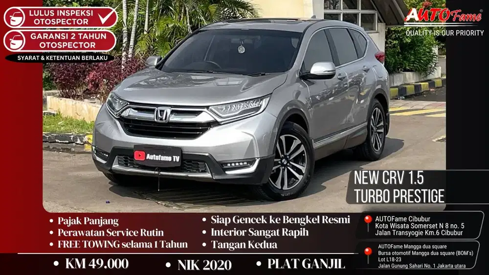 Honda New CRV 1.5 Turbo Prestige AT NIK 2020 Silver On Black