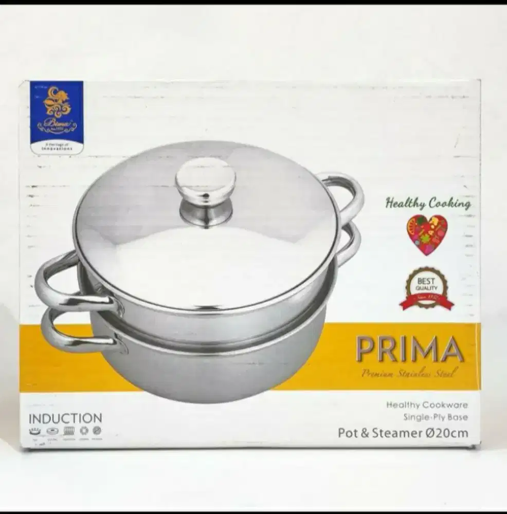 Panci Kukus BIMA Prima Stainless Steel 20cm set inox premium