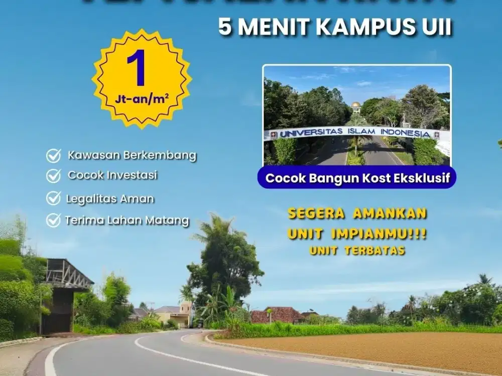 Dekat Kampus UII, Tanah Murah Jogja 1Jt-an/m2