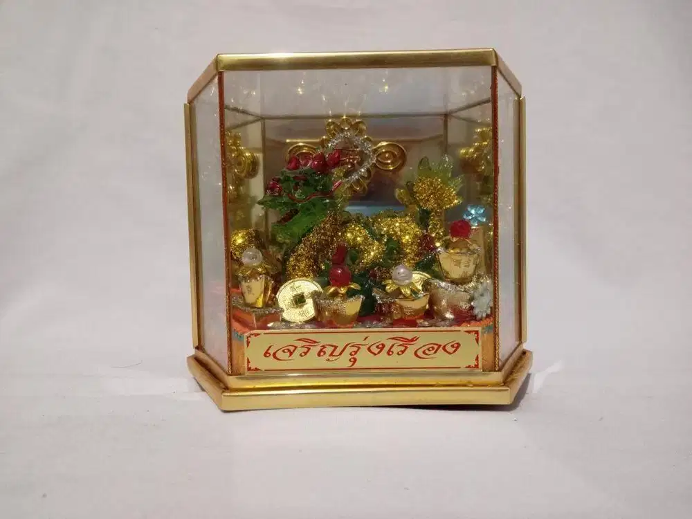 Pajangan Patung Naga Emas Jade Fengshui Souvenir Asli Thailand