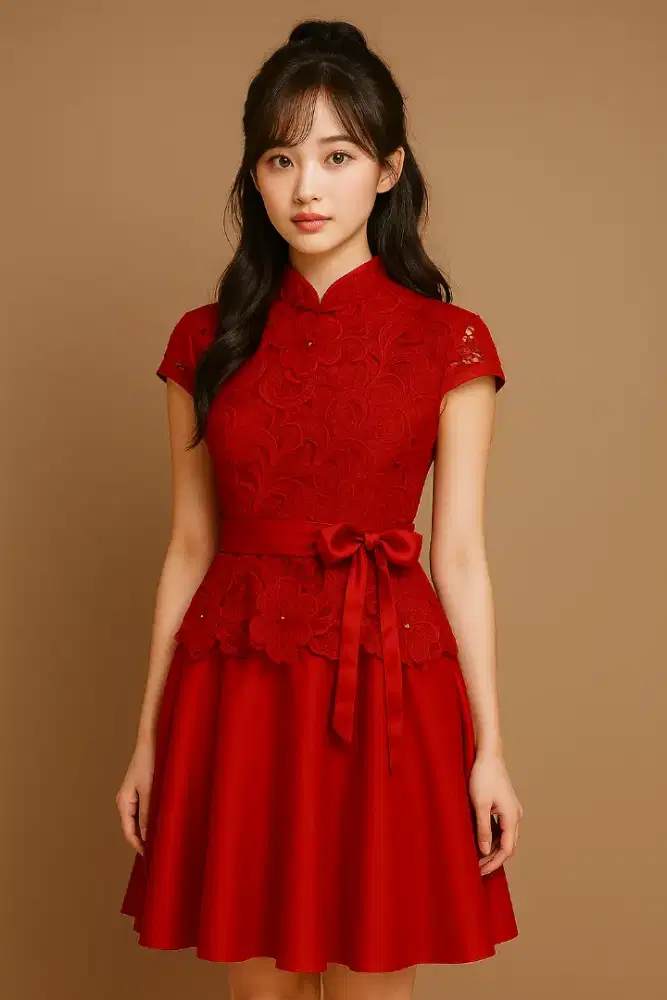 Dress Brukat Christmas Chinese Premium (Lupa Brand/No Tag)