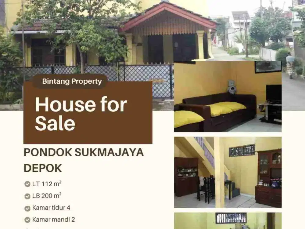 DIJUAL rumah hook 2 lantai di Pondok Sukmajaya Depok