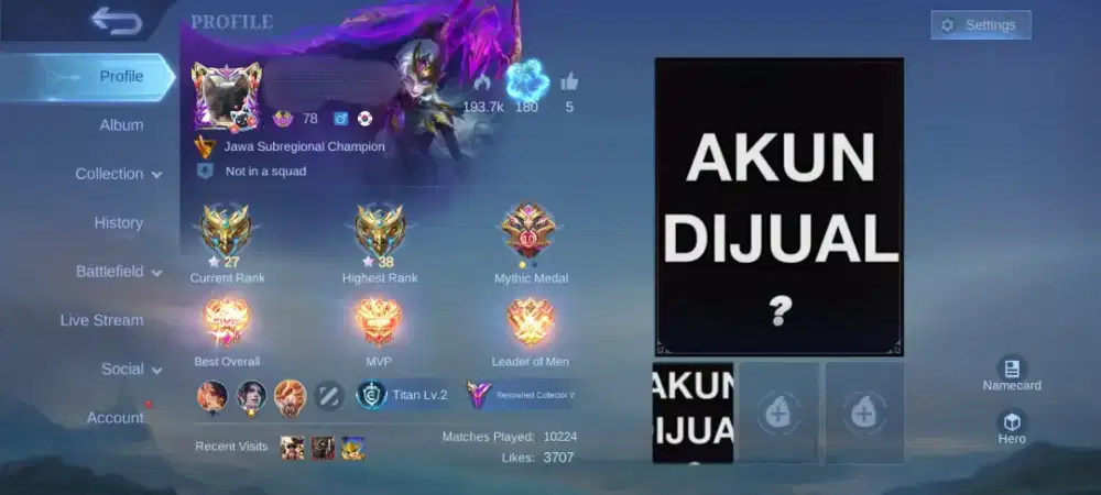 akun ml mobile legend allkos aman akun pribadi