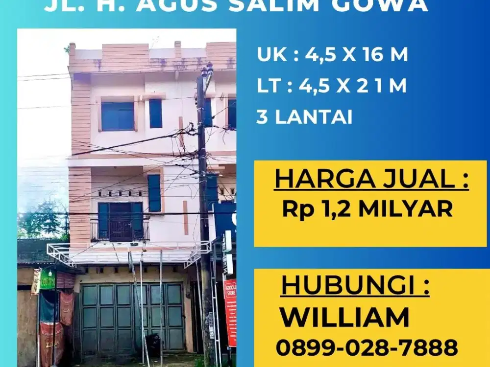 JUAL RUKO JL H. AGUS SALIM GOWA