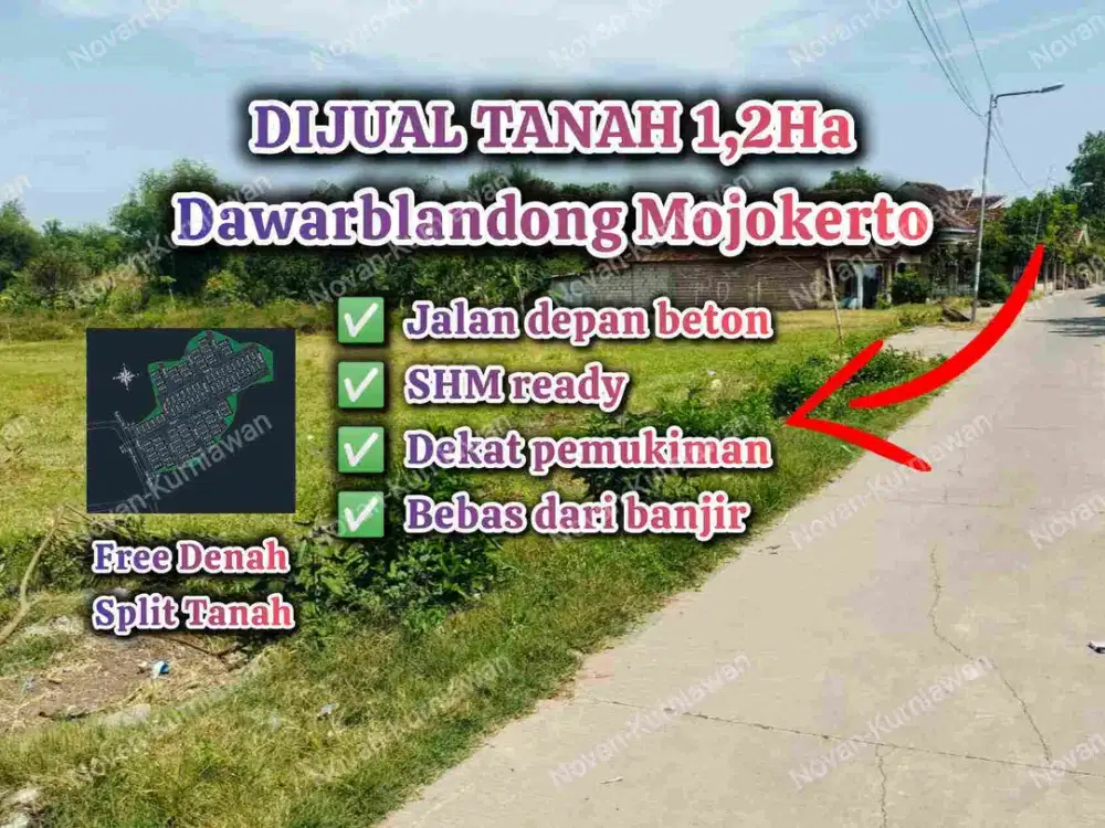 DIJUAL TANAH LUAS UNTUK PERUMAHAN MOJOKERTO DAWARBLANDONG