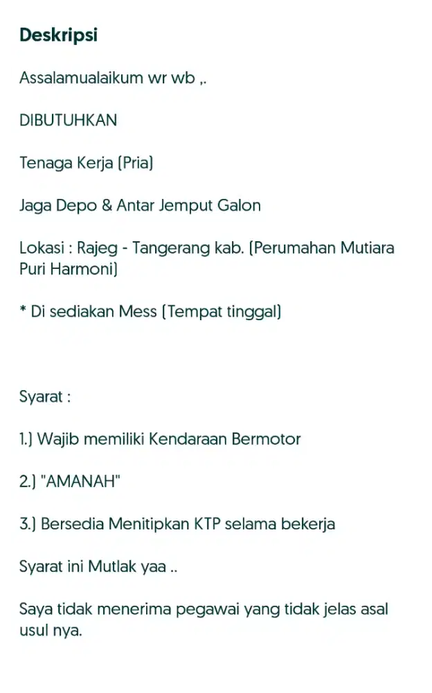 Dibutuhkan karyawan/pegawai | Dicari karyawan/pegawai | Lowongan kerja