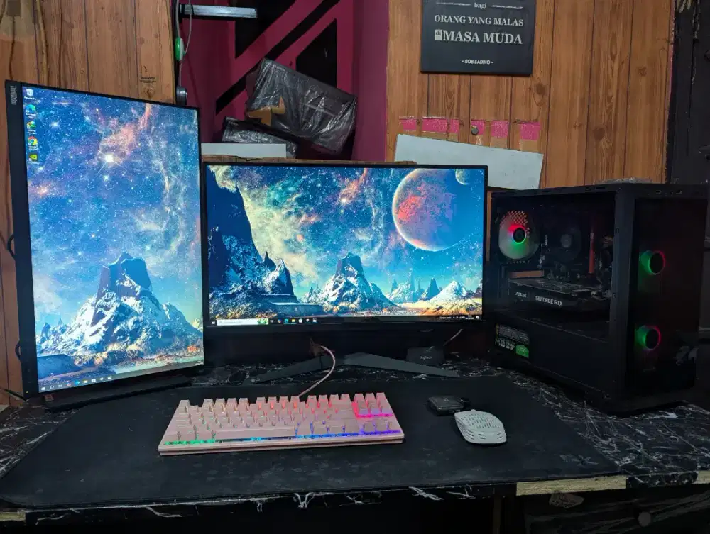 PC gaming Ryzen 5 5500 GTX 1650 + 2 monitor 165Hz ram 16GB SSD 256gb