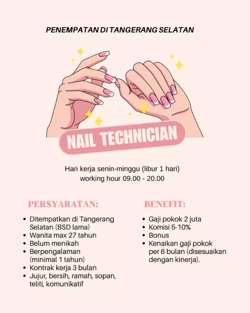 LOWONGAN NAIL TECHNICIAN/NAIL ART