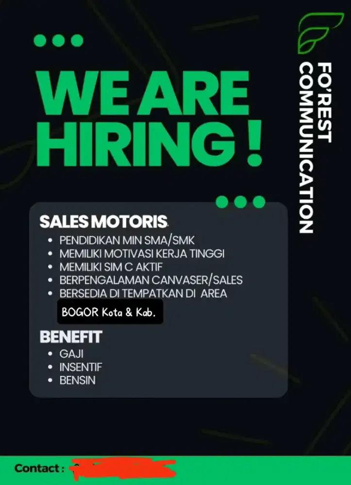 DIBUTUHKAN SEGERA SALES MOTORIS CANVASING PRODUK SNACK