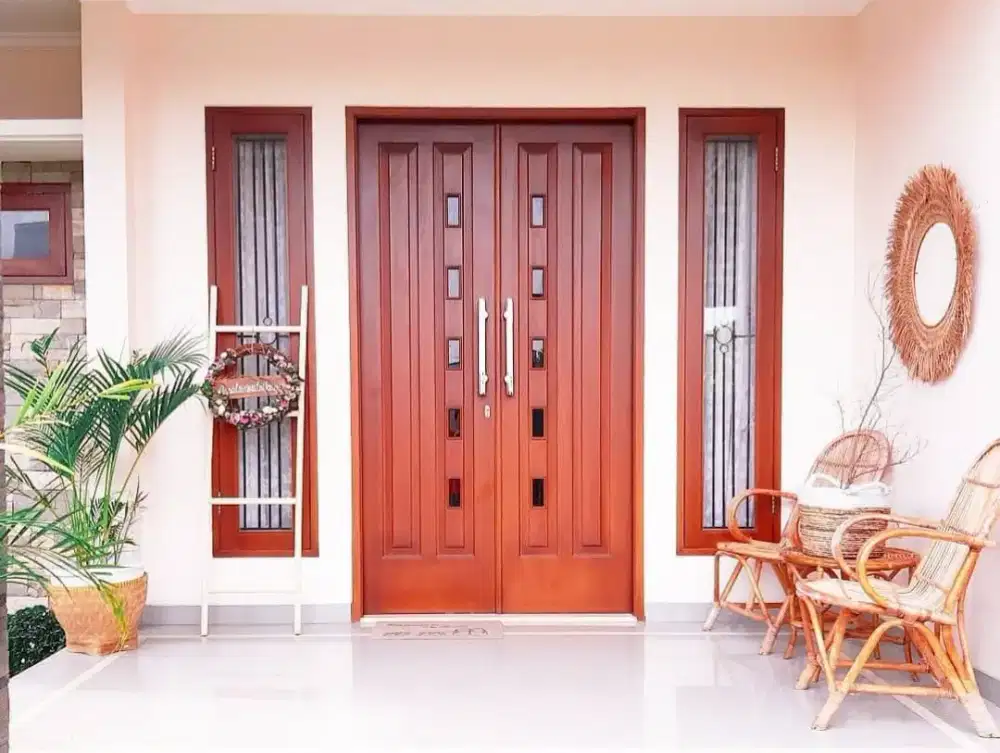 Pintu minimalis depan motif kaca