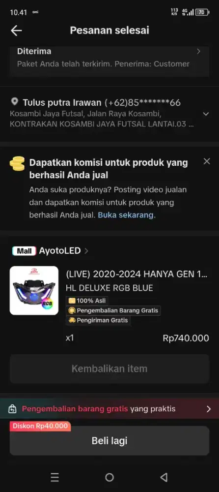 Headlamp ayoto beat deluxe gen 1