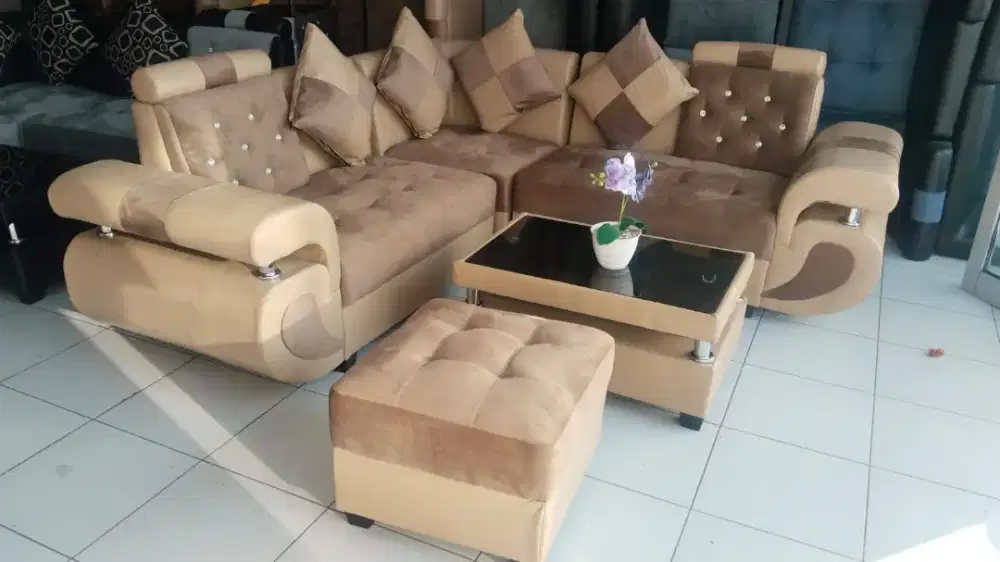 Sofa minimalis+fub cokelat