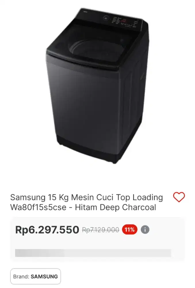 Mesin cuci samsung 15 KG muat badcover kingsize