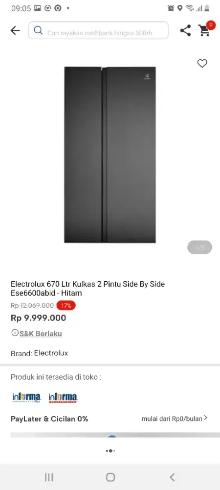 Electrolux kulkas sbs