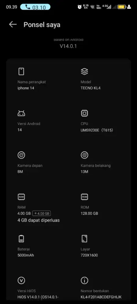 tecno spark go 1 bekas