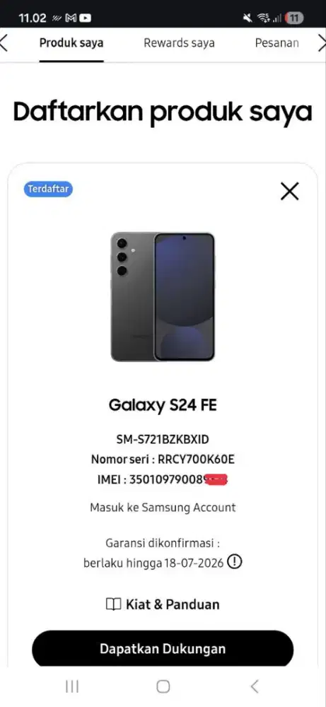 Samsung S24 Fe . S24Fe bergaransi