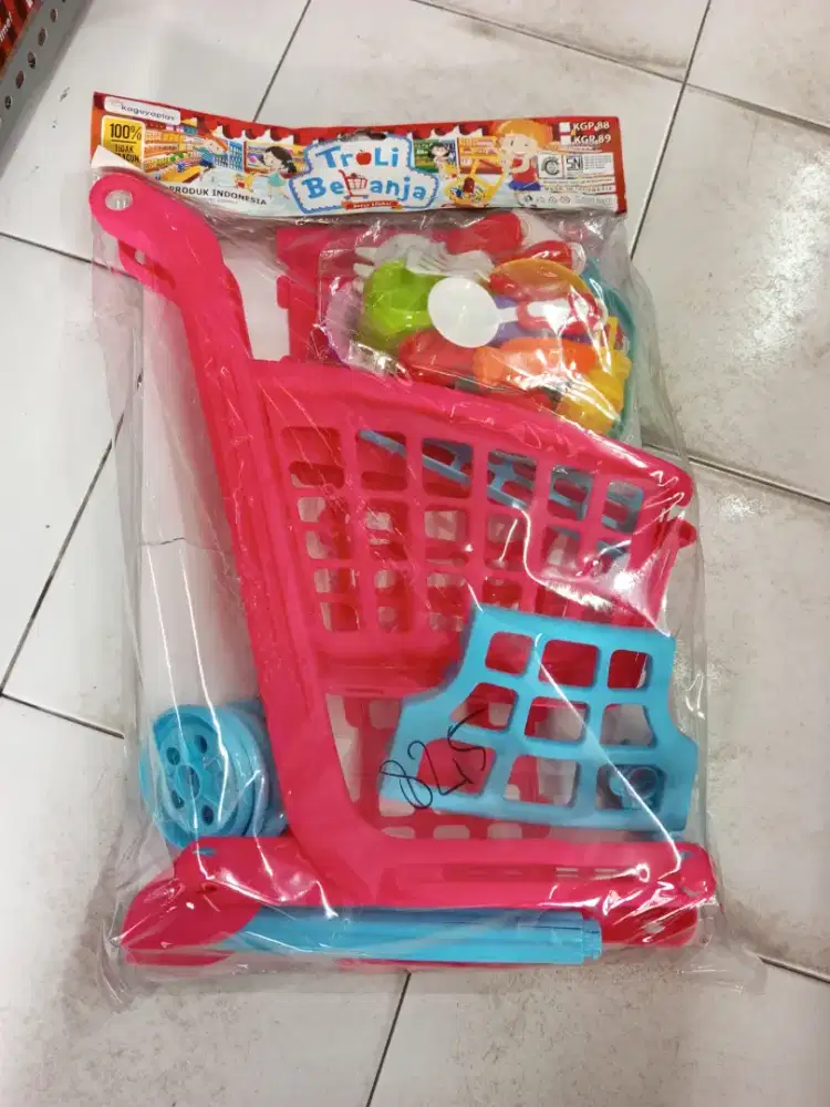Mainan anak troli belanja supermarket set mainan