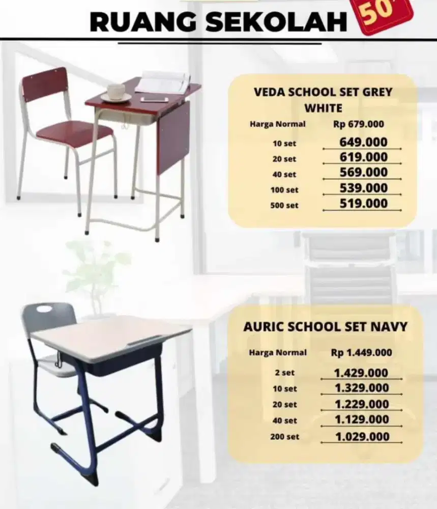 Promo extra diskon set kursi sekolah (2 pilihan model) bahan kokoh!