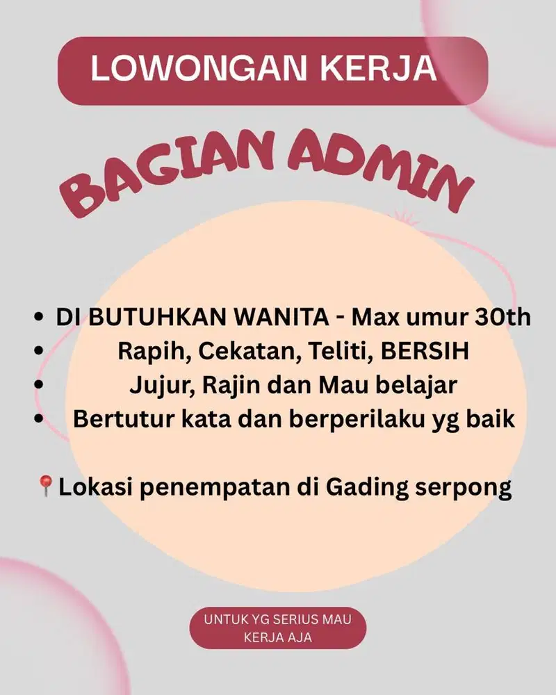 LOWONGAN KERJA ADMIN HOST