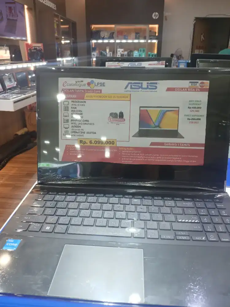 Cicil laptop Asus vivobook Go 15 ram 8gb ssd 256gb