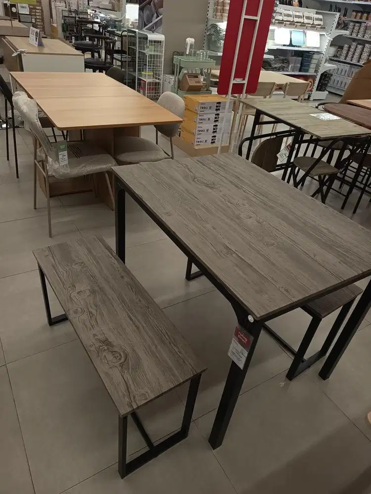 Selma Lyman Set Meja Makan 2 Bangku - Cokelat Oak/hitam