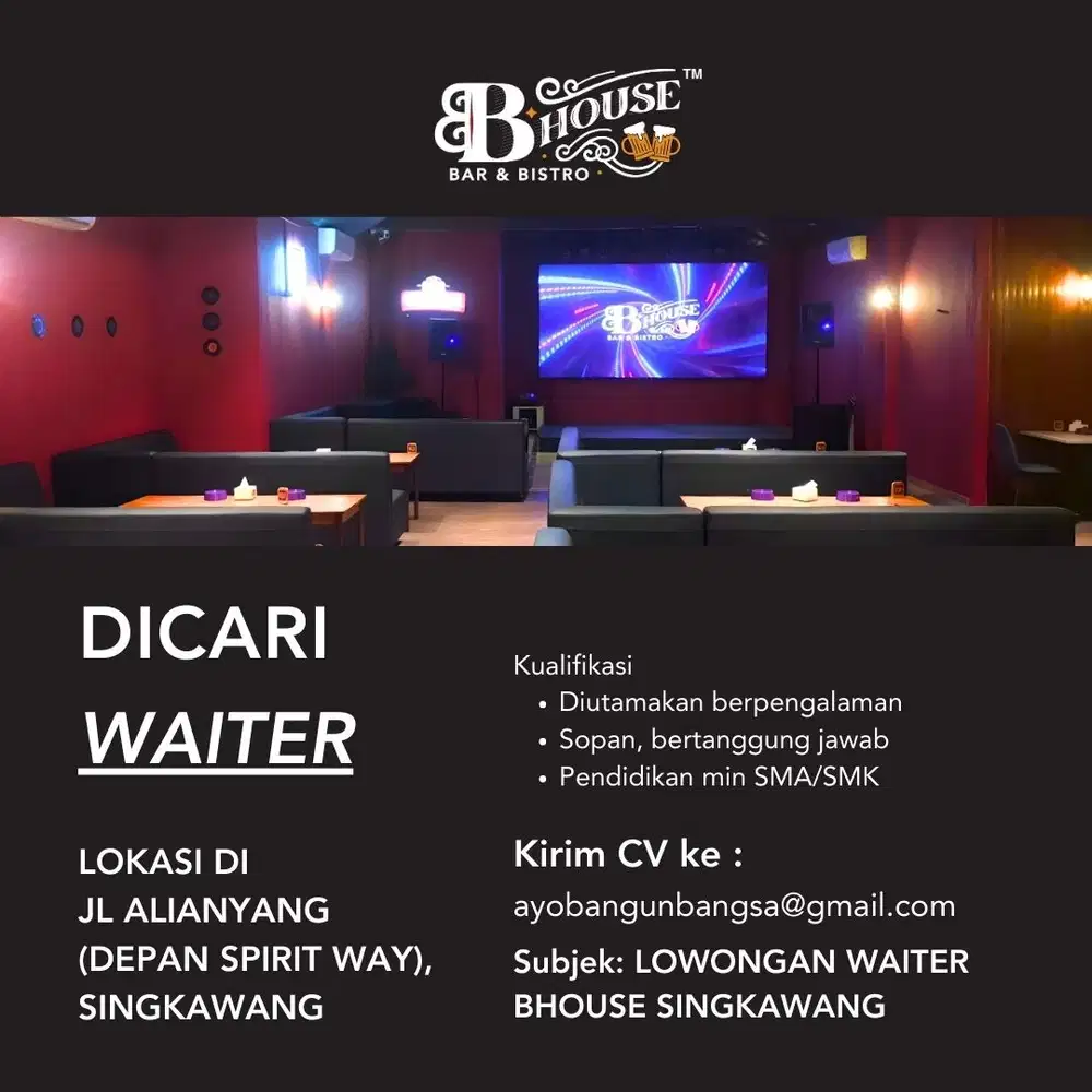 Lowongan Kerja Waiter / Server - B House Bar & Bistro Singkawang