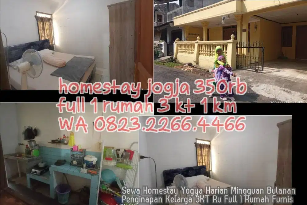 Sewa Homestay Yogya Harian Mingguan Bulanan  Penginapan Kelarga 3KT Ru