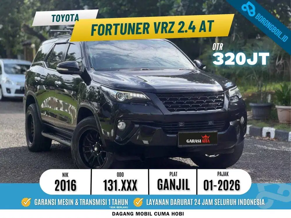 TOYOTA FORTUNER VRZ 2.4 DIESEL AT 2016 HITAM ISTIMEWA PAJAK PANJANG
