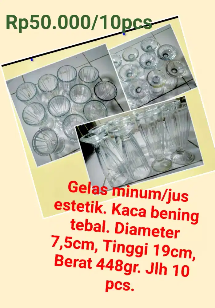 GELAS MINUM / JUS ESTETIK tebal dan bening