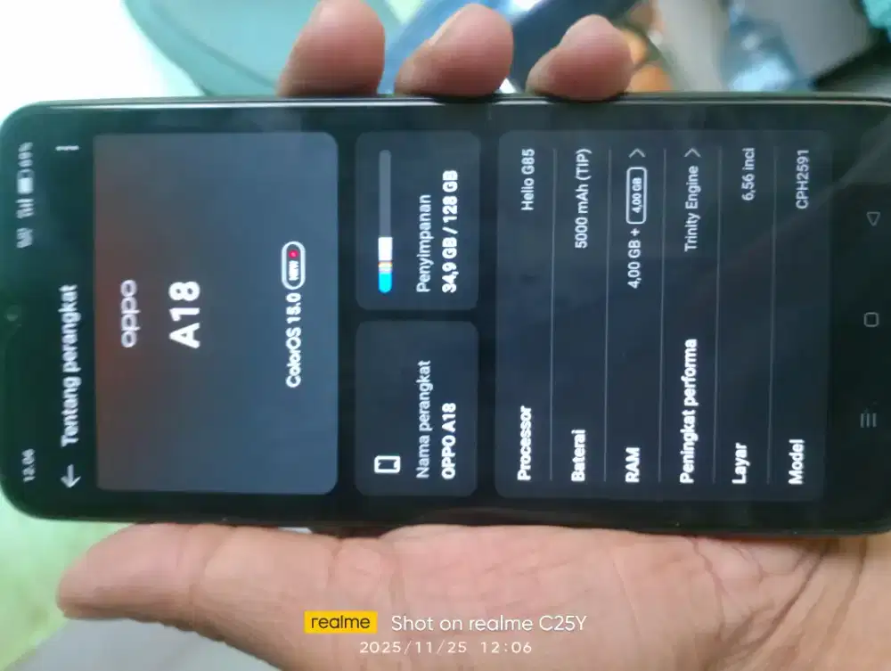 Jual handphone Oppo a18 ram 4+4/128