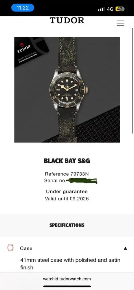 Tudor blackbay S&G 79733N