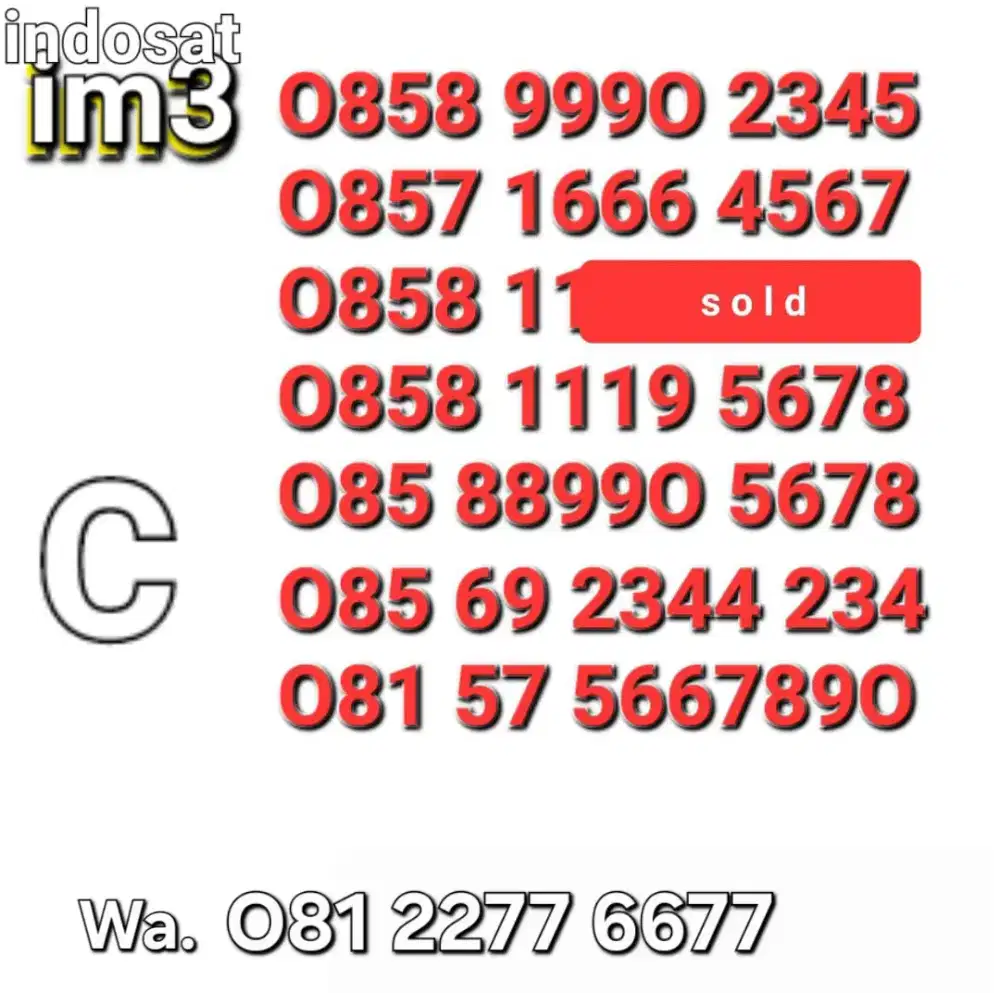 Nomor im3 seri urut naik