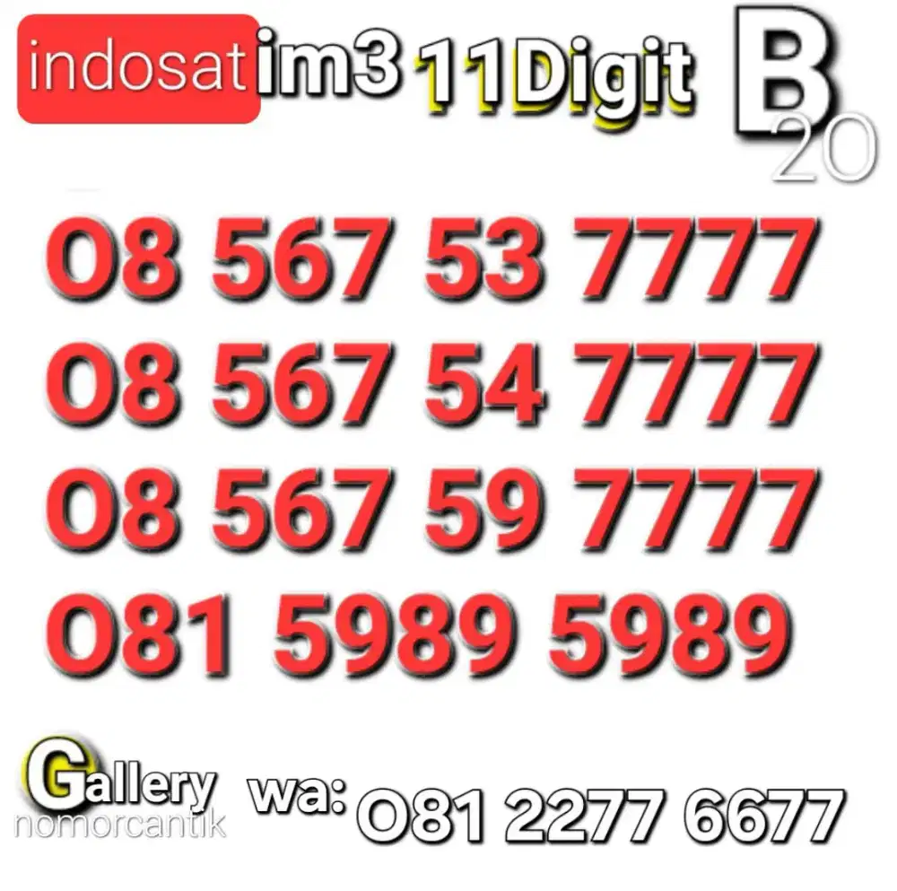 Nomor im3 11digit 7777