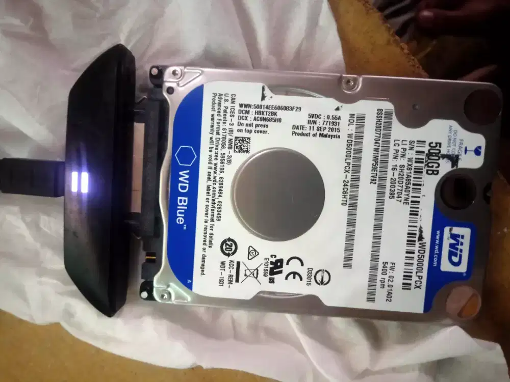 Hdd laptop merk wdc blue 500gb sentinel 100persen