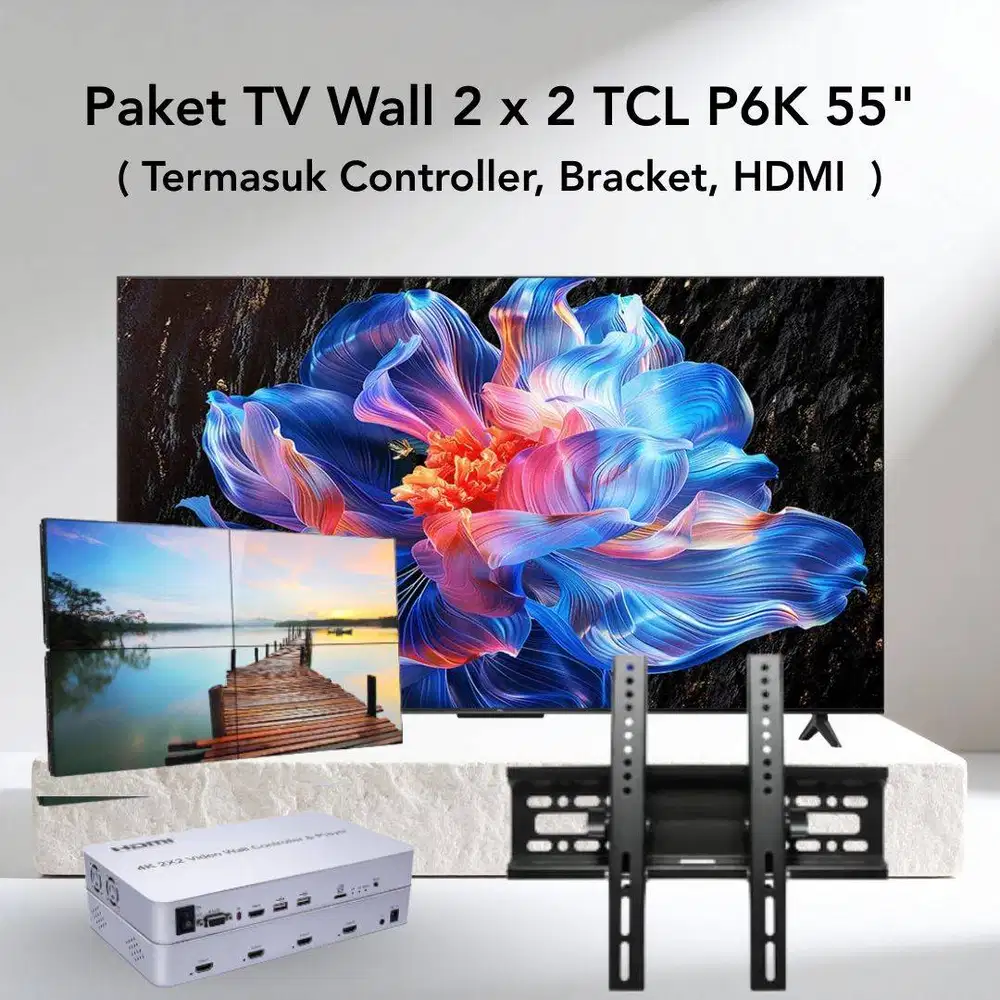 Paket Lengkap Siap Pakai TV Wall 2 x 2 TCL P6K 55 INCH ( Termasuk Con