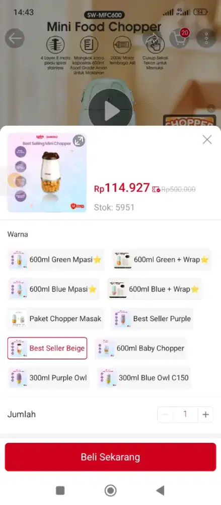 Blender MPASI Chopper bumbu daging samono
