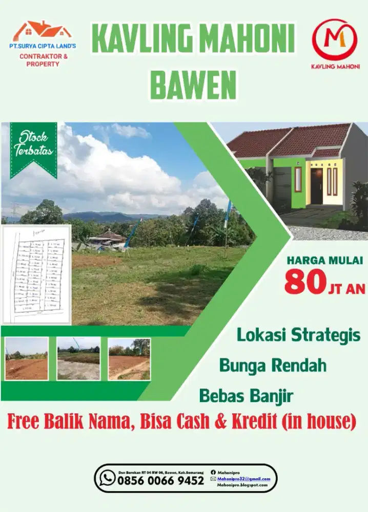 Jual Tanah kav & rumah pesan Bangun view pegunungan telomoyo