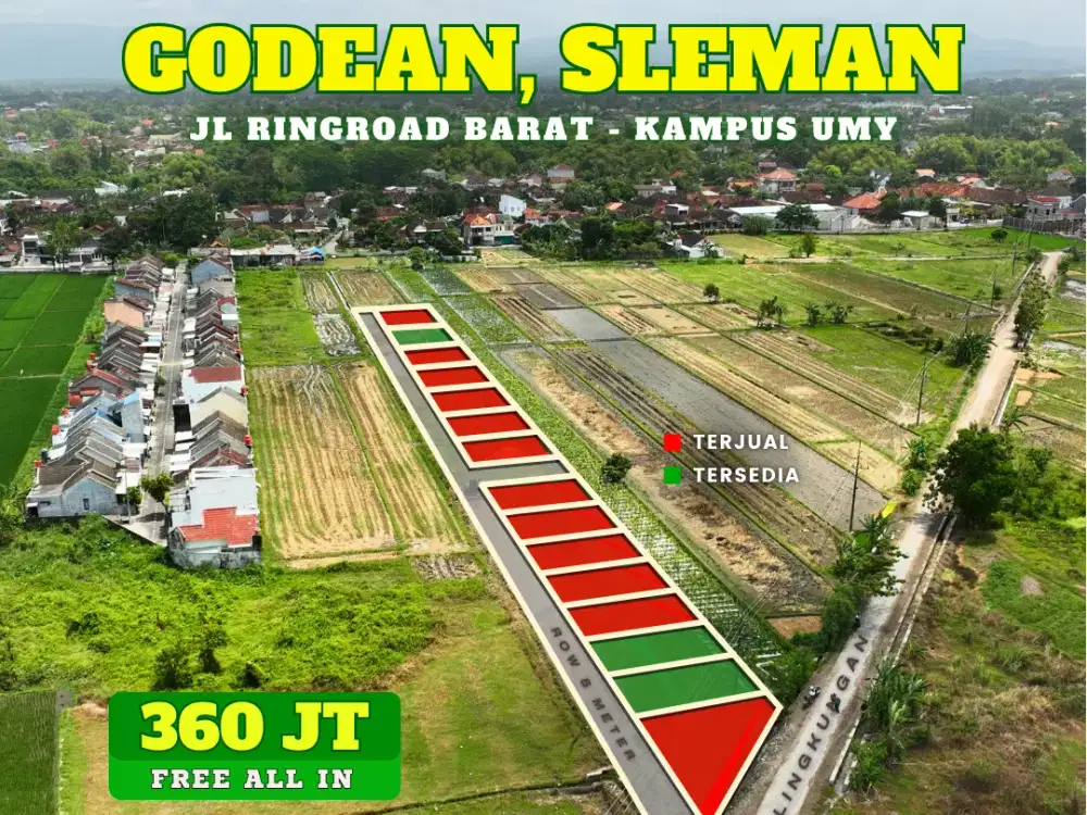 Tanah Godean SHM Pekarangan, Dekat Bakmi Pele Godean