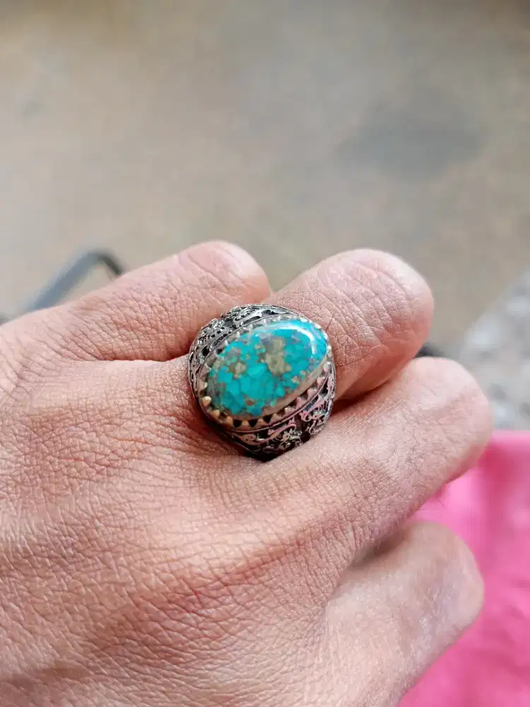 Batu Cincin Akik Permata Natural Turquoise Pirus Persia Murmer