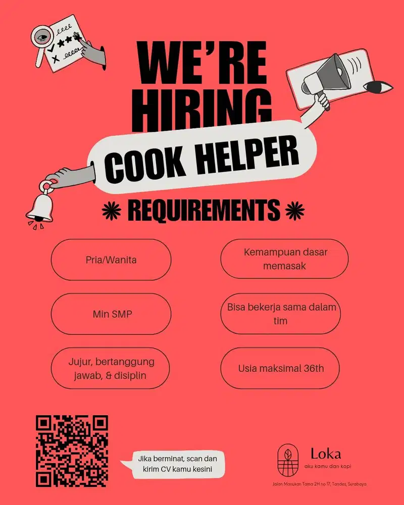 Lowongan Pekerjaan Masak Cook Helper Surabaya