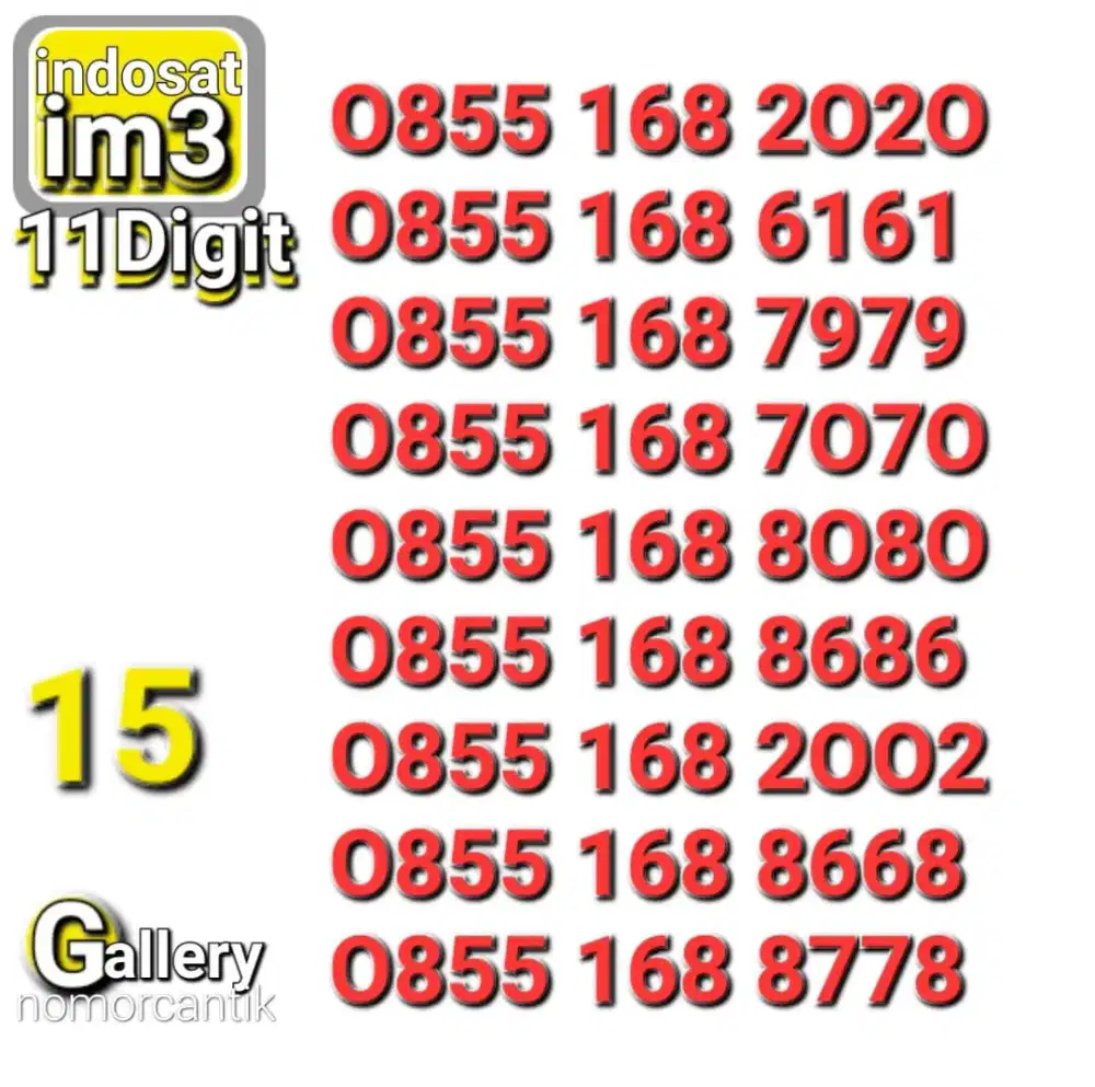 Nomor im3 11digit 168 abab