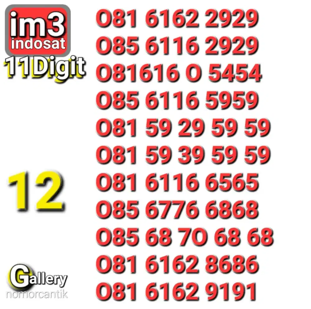 Nomor indosat im3 11digit abab