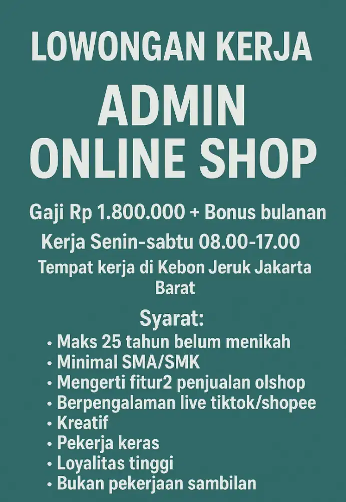Lowongan kerja online shop