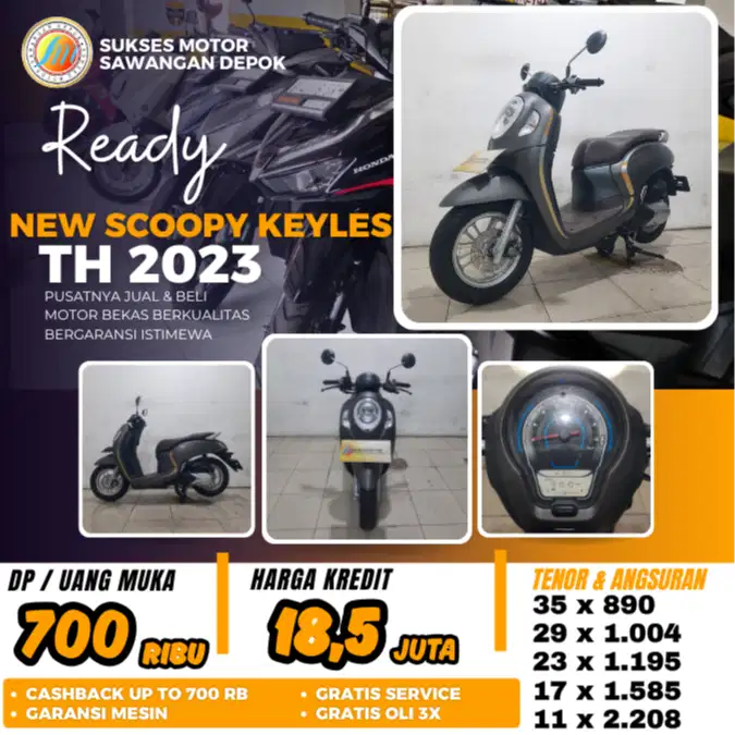 MULUS BERGARANSI HONDA NEW SCOOPY KEYLES TH 2023 BISA CASH KREDIT