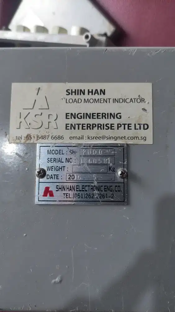 LMI LOAD MOMENT INDICATOR CRANE SH-2000 KSR SHIN HAN KONDISI GEMBLING