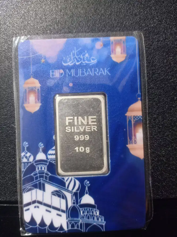 Edisi Terbatas Lebaran EID MUBARAK Silver Bar / Perak 10 Gram Kadar 99