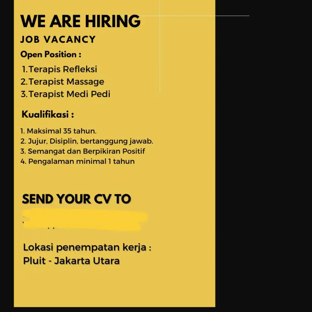 Lowongan kerja terapis pijat refleksi dan body massage badan