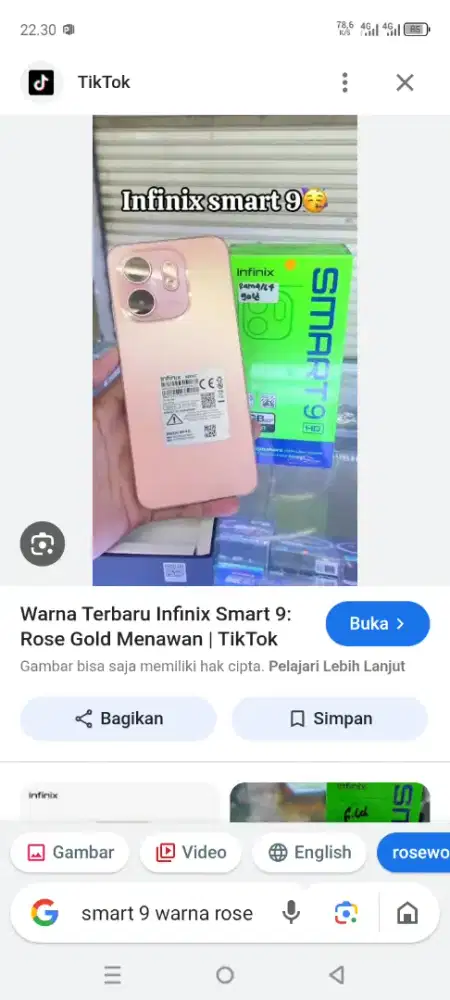 Infinix smart 9 ram 4/64 warna rose