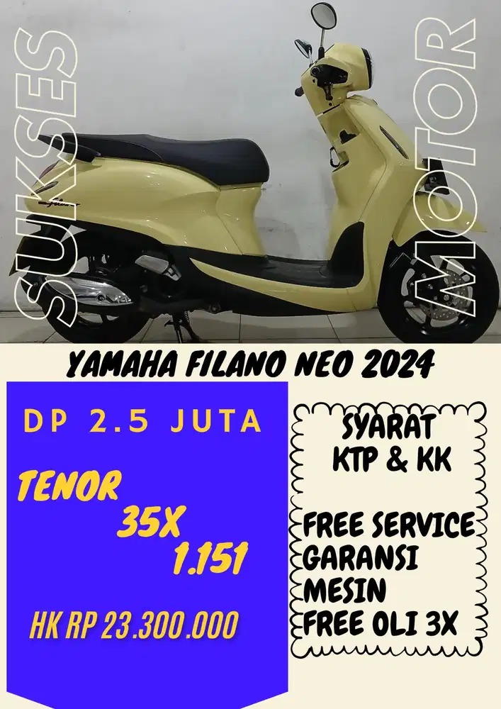 SERIES YAMAHA FILANO NEO 2024 DP 2.5 JUTA BISA CASH/KREDIT