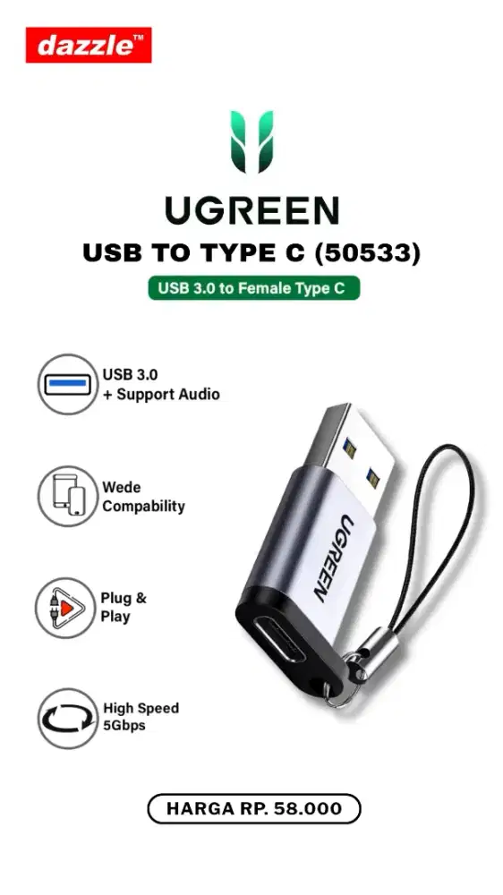 UGREEN OTG USB TO TYPE C ADAPTER (50533)